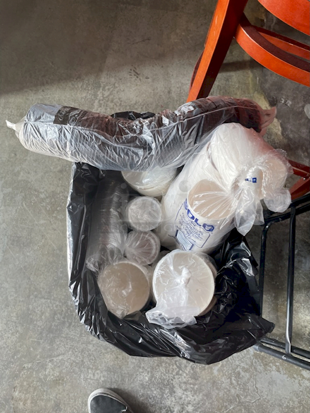 ALL FOR ONE!! CLEAN! Trash Receptacle With Liner Filled With Single Use To Go Food and Drink Containers - Image 2 of 2