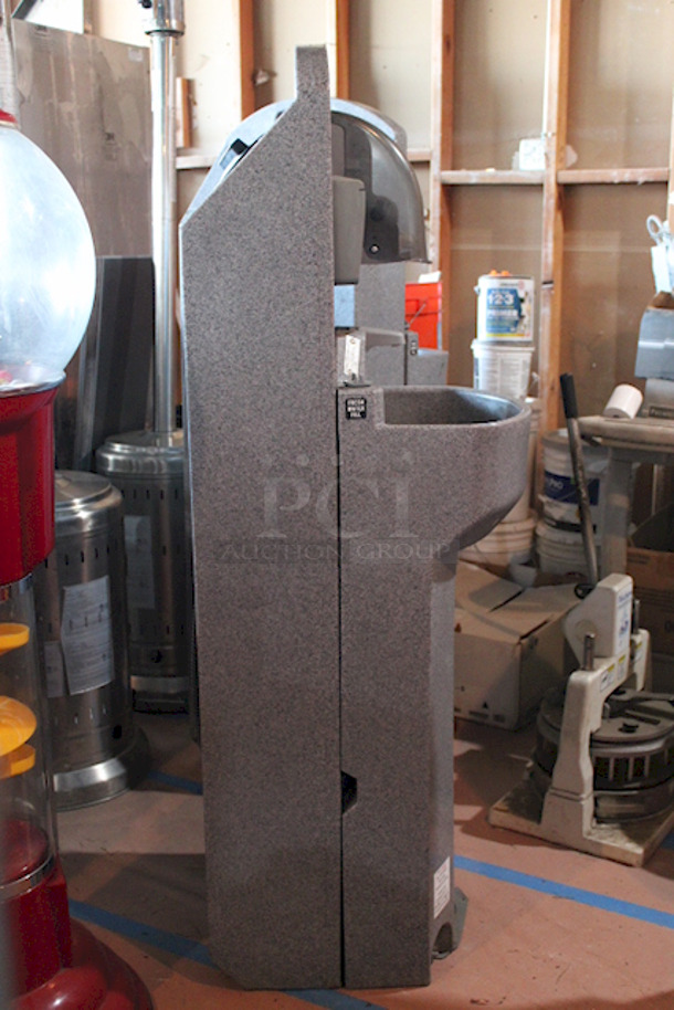 PERFECT! PolyJohn 15.5 Gallon Mobile Sink On  Heavy Duty Casters! 18" x 20" x 62"
Unit Can Accommodate: Fresh Water Tank Capacity: 15.5 gallons, Waste Water Tank Capacity: 19 gallons, Soap Dispenser Capacity: 30 oz., Includes Paper Towel Dispenser.  - Image 4 of 11