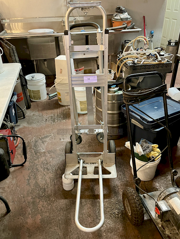 AWESOME! ULINE H-4124 3-In-1 Hand Truck w/ 28"x8" Folding Nose Extension, Capacity: 500 lbs. hand truck and 45º incline; 750 lbs. platform. - Image 2 of 7