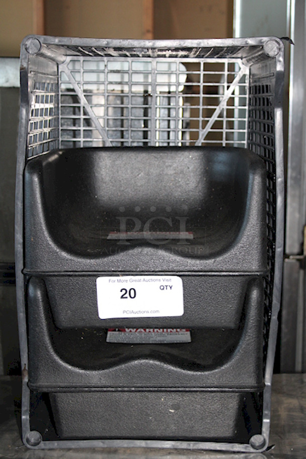 2 Cambro 100BC Booster Seats, Black. In Plastic Crate. 8