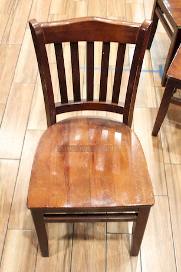 BEAUTIFUL! 4 Solid Oak School House Ladder Back Chairs.  19x18x34  4x Your Bid - Image 8 of 8