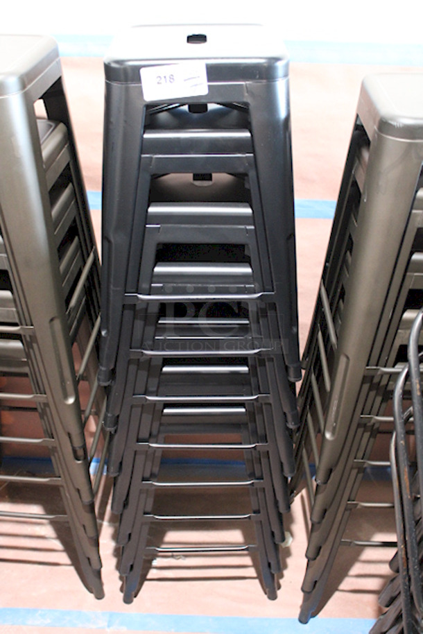 SWEET! Set Of (5) FDW Metal TBS-424-Black Bar Stools , Counter Height, Stackable, Indoor Outdoor 16-1/2x16-1/2x24. 7x Your Bid - Image 3 of 3