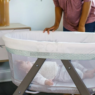 NEW!! Ingenuity Foldaway Rocking Wood Bassinet Portable Folding Rocking Bassinet - Wallace. 37" x 23-1/4" x 28