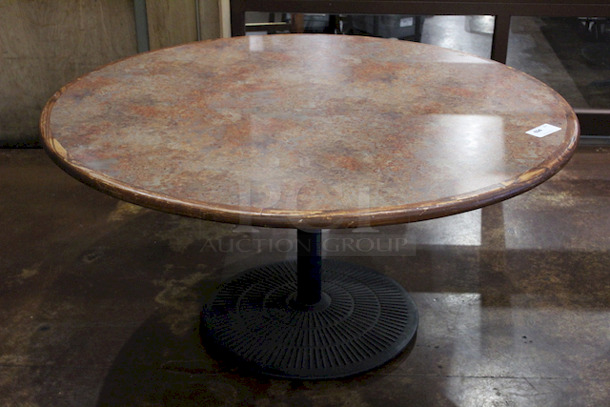 FAMILY SIZE! Large Round Wood Table Top With Heavy Duty Weighted Round Table Base. 
60x30