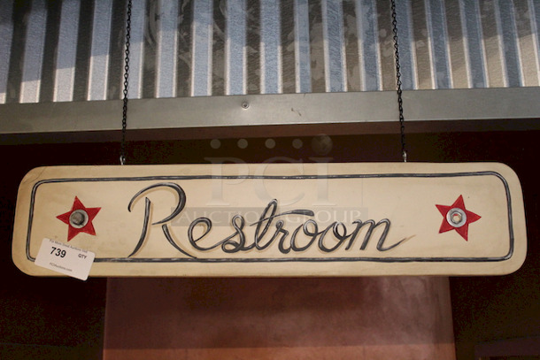 AWESOME! Wood Painted Restroom Sign
33-1/2x8