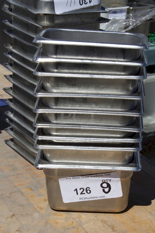 1/9 Pans Stainless Steel x 4". 11x Your Bid