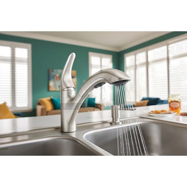 SPLENDIFEROUS!! Moen Galvin Drop-In 22-in x 33-in Stainless Steel Double Equal Bowl 2-Hole Kitchen Sink All-in-one Kit.  - Image 5 of 7