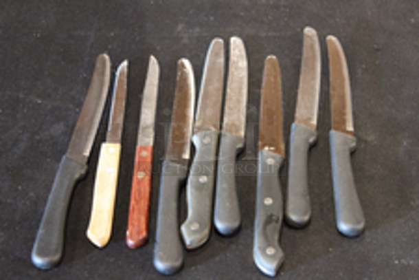 NICE! Lot of 9 Diner Knives With Silverware Container. 
9x Your Bid
 - Image 1 of 2