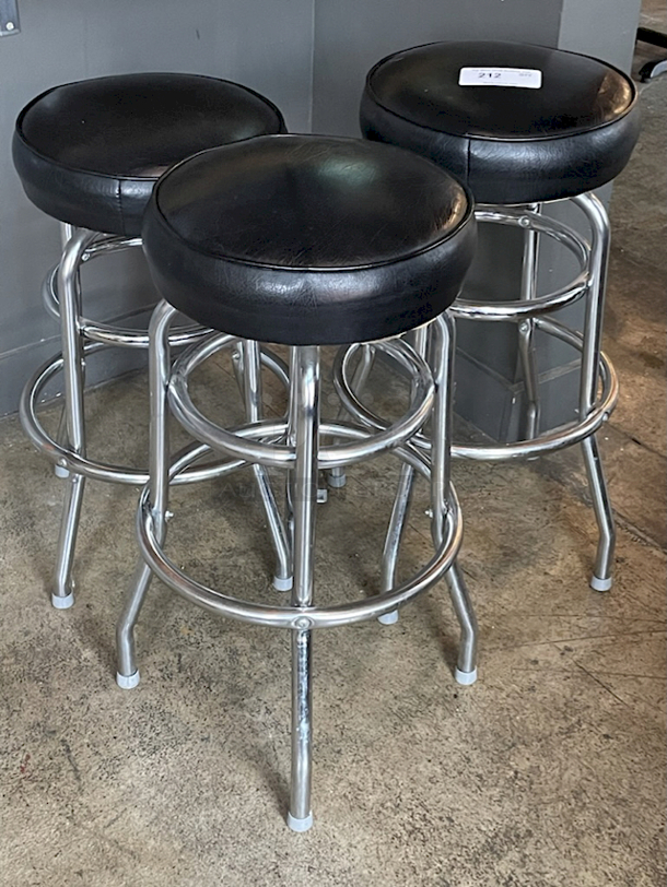 AWESOME! Metal Frame, Padded Seat Bar Stools With Foot Rests, Full Rotational Top. 3x Your Bid