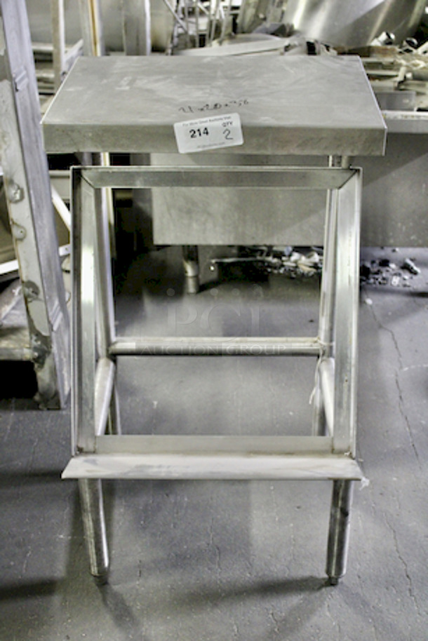 LOT OF (2) Stainless Steel Table With Angled Shelf. 21x20x38. 2x Your bid