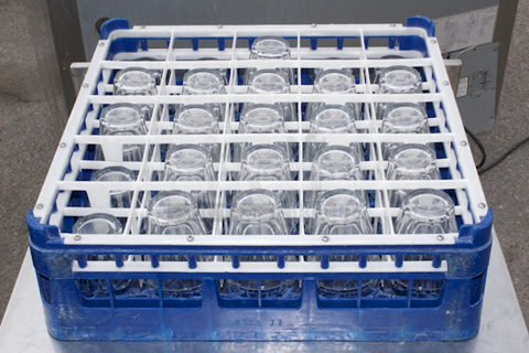 Glass Rack Full Of (25) Duralex Short Glasses