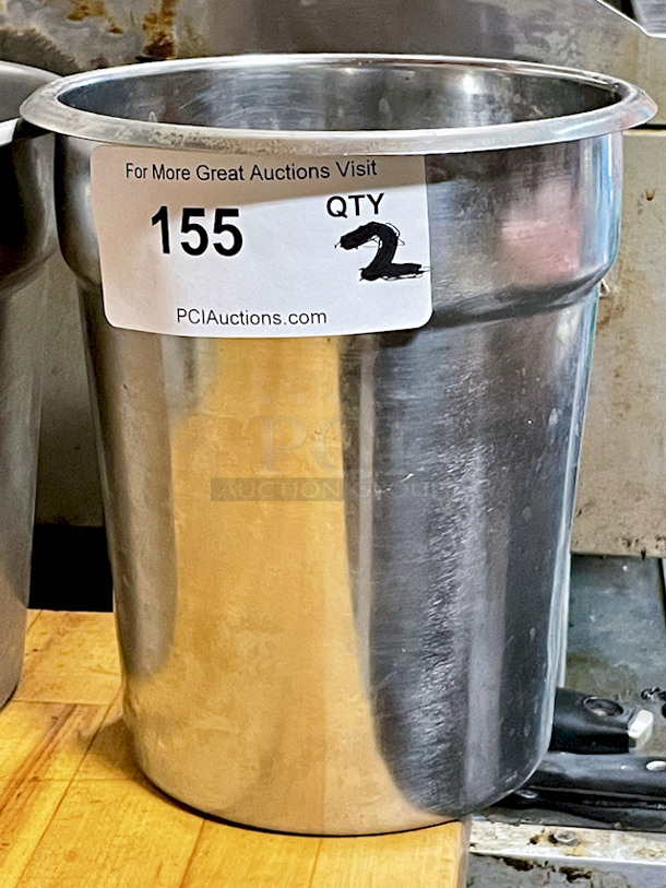 SWEET! 2 Bain Marie/Vegetable Inset Pots, 11 & 7-1/4qt. 2x Your Bid - Image 2 of 3