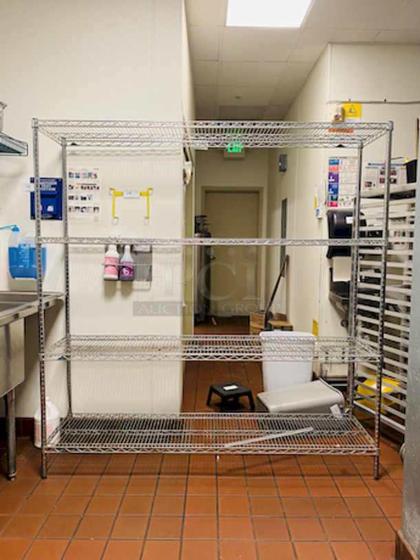 BEAUTIFUL! Metro 72" (4) Shelf Wire Rack Kit with (4) 74" Posts on Commercial Casters. 

Condition: 7/10
72x18x74 - Image 4 of 4