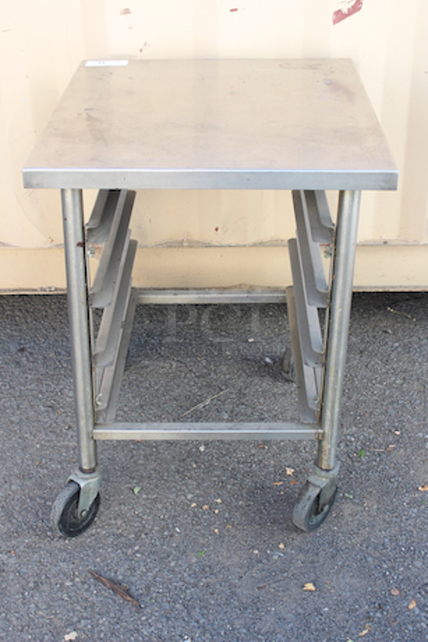 APW 65-2630 Worktop With (4) Bun Pan Racks On Commercial Casters 30x26x34 - Image 1 of 4