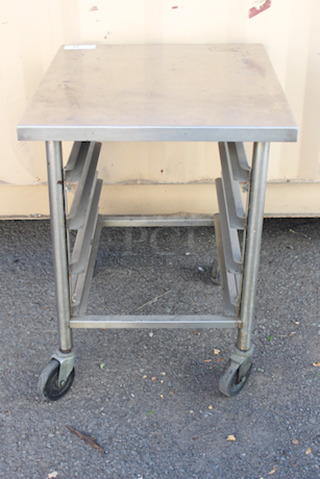 APW 65-2630 Worktop With (4) Bun Pan Racks On Commercial Casters 30x26x34