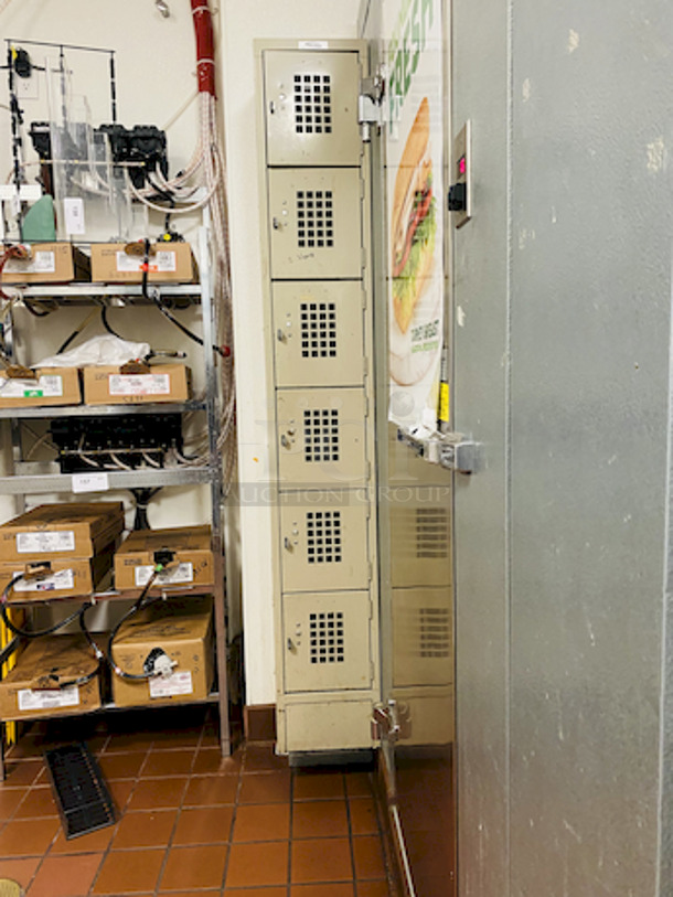 NICE!! Winholt WL-66/15 Single Column Six Door Steel Locker with Perforated Doors - 12" x 15" x 78" - Image 3 of 5