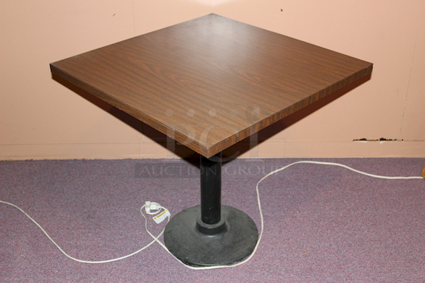 PERFECT! 30” Square Wood Table With Heavy Duty Weighted Round Base 30x30x29