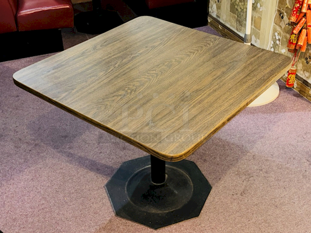SWEET! 35-1/2” Square Wood Table With Heavy Duty Weighted Octagon Base. 33-1/2x35-1/2x29 - Image 1 of 2