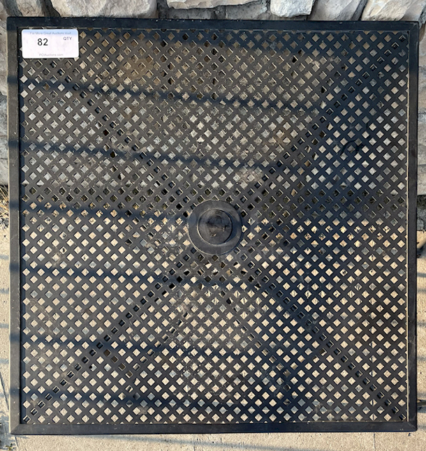 OUTSTANDING! Outdoor Patio Dinning Table With Umbrella Hole, Black, Metal, Seats 4.   - Image 2 of 4