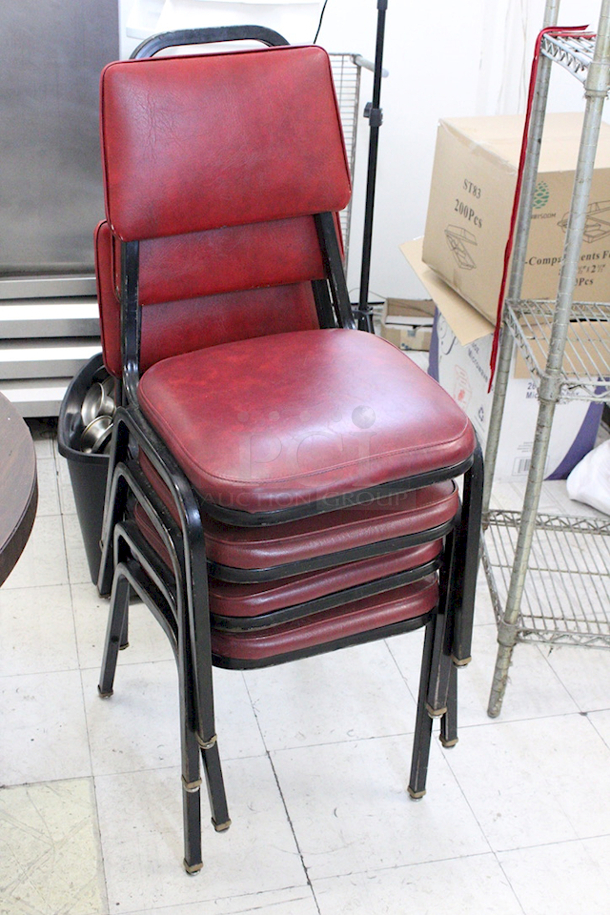STACKABLE! Red Dining/Banquet Chairs. 4x Your Bid - Image 1 of 5