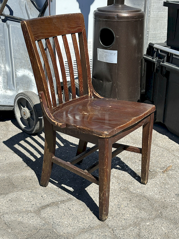 SOLID WOOD! Dining Chairs - Vertical Slat School House Style. 8x Your Bid - Image 3 of 7