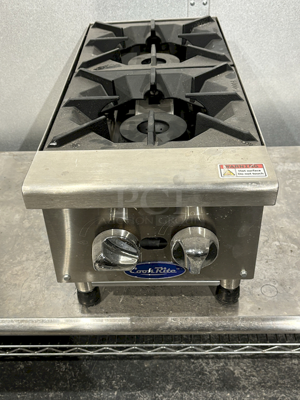 NEW/NEVER USED! Atosa CookRite ACHP-2-NG 12" Natural Gas 2 Burner Manual Control Hot Plate W/ Regulator - 64,000 BTU - Image 4 of 9