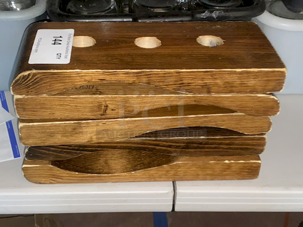 SHOTSKIS!!  Triple Shot Serving Trays, Wood. Approximately 15"x5". 5x Your Bid - Image 1 of 3