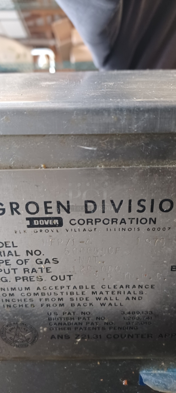 Groen HFP/1-4 Stainless Steel Commercial Floor Style Natural Gas Powered Braising Pan. 120,000 BTU. 58x38x43 - Image 12 of 12