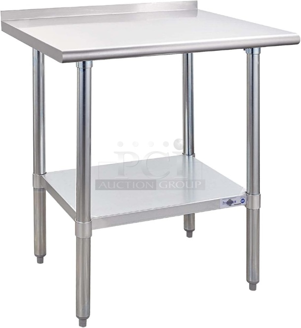BRAND NEW IN BOX! Profeeshaw PSW-2436E SR-78007-T2448 Stainless Steel Table w/ Under Shelf. Stock Picture Used as Gallery. - Image 1 of 11