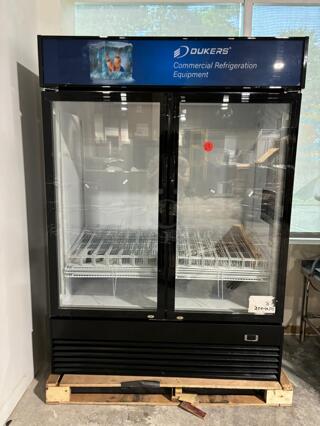 Dukers DSM-48R 54"W Black Swing Refrigerated Merchandiser With Canopy LED Lighting