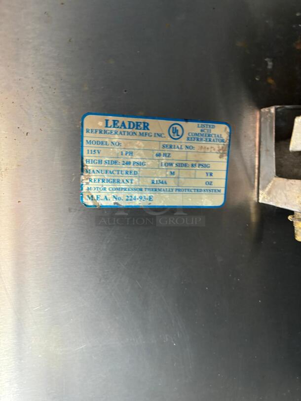 Leader 2 Door Refridgeration Amazing Stainless Steel Scratch & Dent - Image 4 of 4