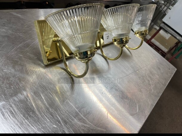 New In Box D.M. Technologies Gold Madeleine 3 Light Light Sconces - Image 4 of 7