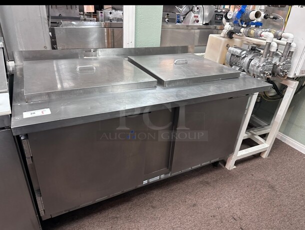 Certified Working Beverage-Air SPE60HC-24M 60 inch 2 Door Mega Top Refrigerated Sandwich Prep Table 115 Volt - Image 2 of 8