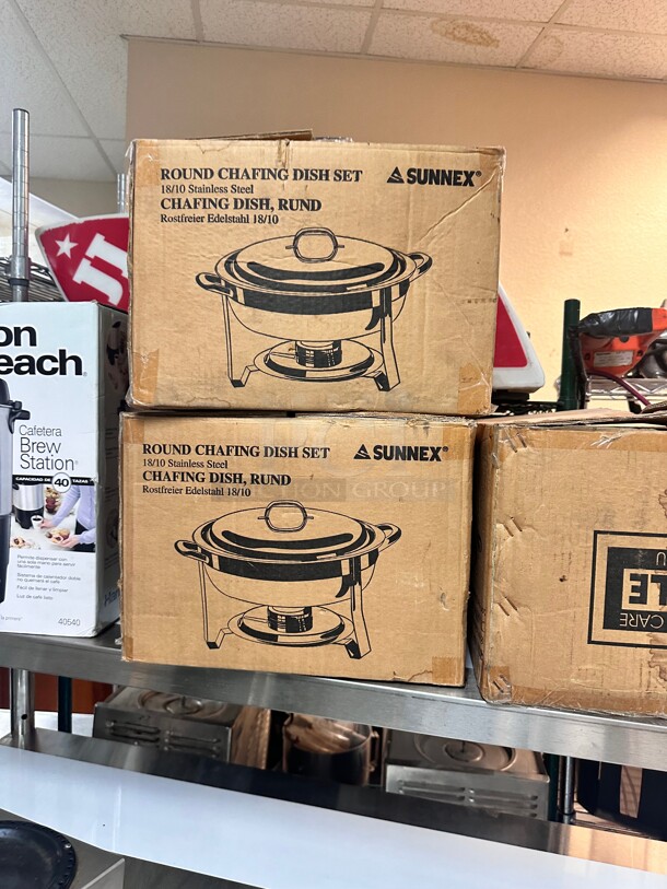 New! SUNNEX STAINLESS STEEL ROUND CHAFING DISH SET 18/10  - Image 5 of 6