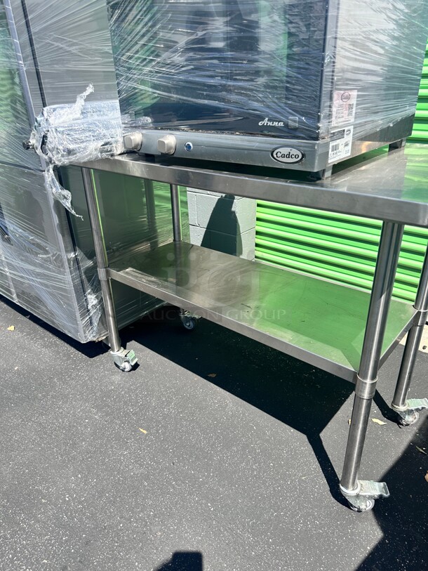 Excellent Standard Mobile Stainless Steel Worktable with Bottom Shelf - 48 x 24 - Image 5 of 5