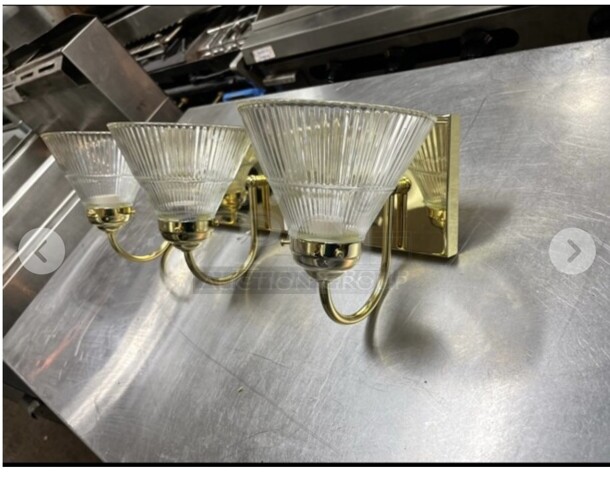 New In Box D.M. Technologies Gold Madeleine 3 Light Light Sconces - Image 1 of 7