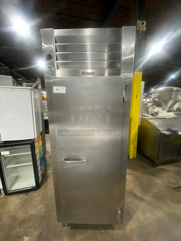 Nice Traulsen AllStainless Steel Commercial Single Door Reach In Cooler w/ Poly Coated Racks on Commercial Casters. 115 Volts, 1 Phase Model: RHT132WREFHS - Image 1 of 8