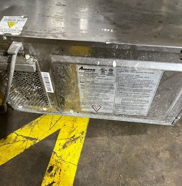 Amana Stainless Steel Commercial Countertop Microwave Oven! Working When Removed! Model RMS10TS  120V 1PH  - Image 5 of 7