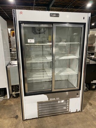 Leader Commercial Refrigerated 2 Door Reach In Merchandiser! With Sliding View Through Doors! With Poly Coated Racks! Stainless Steel Body! Model: LS48SC SN: PV11C0522B 115V 1PH
