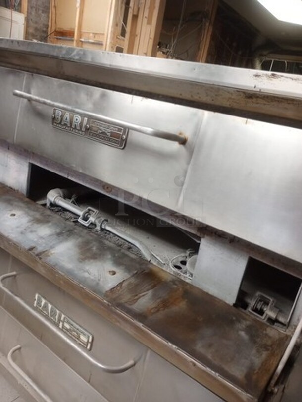 Sweet! BARI Double Stacked Natural Gas Powered 6 Pie Pizza Baking Oven! Model 6-48 Serial 2065! On Legs! With Stones! 2 X Your Bid Makes One Unit! Working When Removed!  - Image 5 of 6