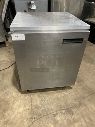 Delfield Commercial Single Door Lowboy/ Worktop Cooler! With Racks! All Stainless Steel! On Casters!