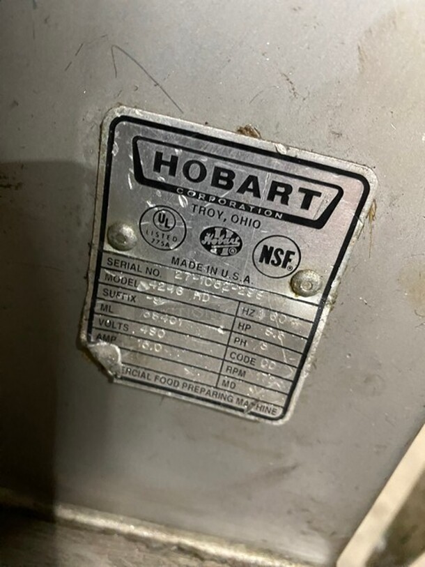 Hobart Commercial Heavy Duty Floor Style Meat Grinder! All Stainless Steel! On Casters! Model: 4246HD SN: 271052298 480V 60HZ 3 Phase - Image 5 of 9