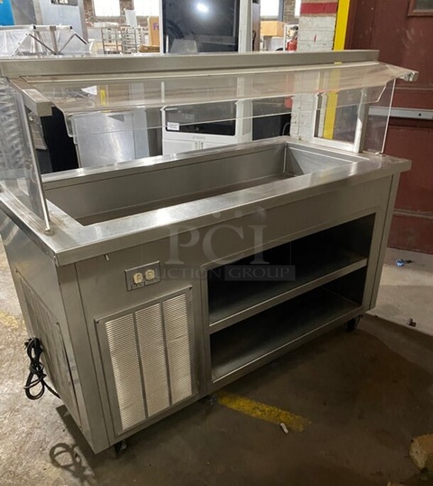 Delfield Stainless Steel Refrigerated Cold Pan Serving Counter! With Sneeze Guard! With 2 Shelves Underneath Storage! MODEL KCSC60NU SN:59213205M 115V 1PH - Image 3 of 10