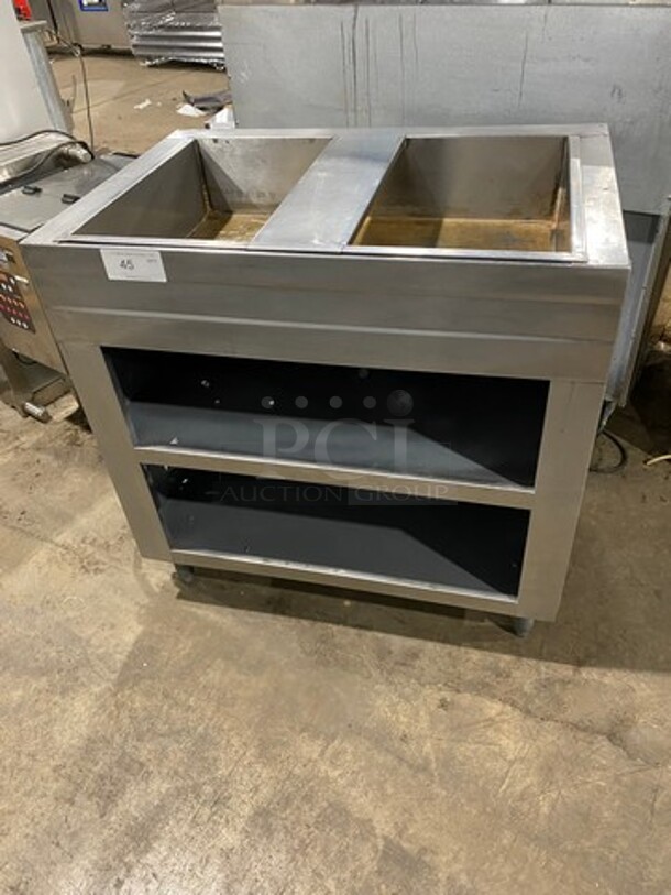 All Stainless Steel Commercial Natural Gas Powered 2 Well Steam Table! With Underneath Storage Space! On Legs! - Image 1 of 8