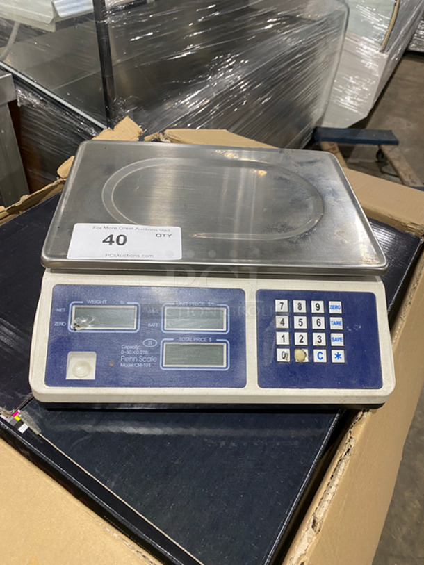 Penn Commercial Countertop Food Portioning/ Pricing Scale! 30 Pound Capacity! Model: CM101 SN: 02130857 120V 60HZ