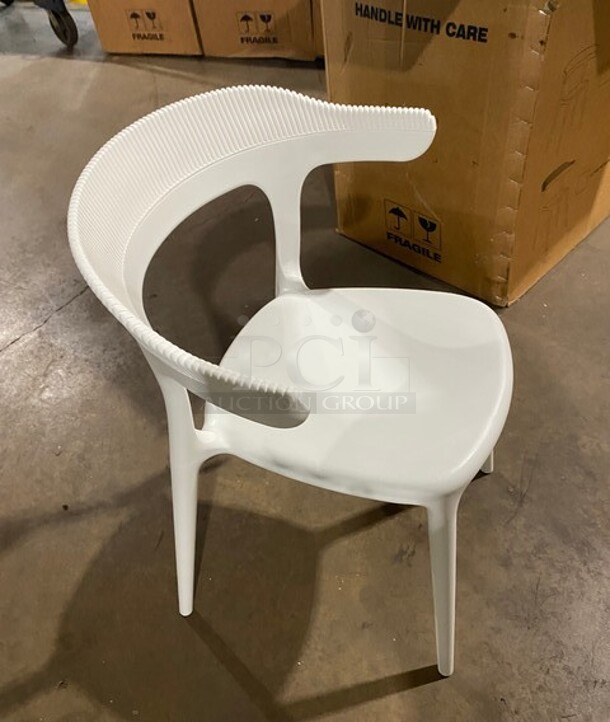NEW Indoor/Outdoor Papatya Luna Stripe White Armchair! 4x Your Bid! - Image 4 of 6
