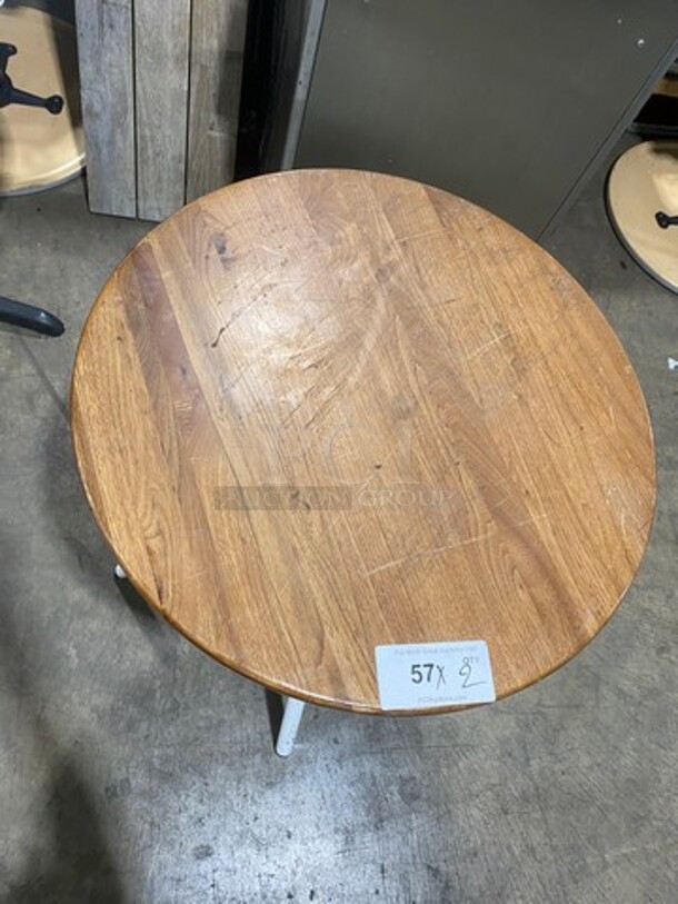LIKE NEW! Round Wooden Pattern Table! With Tri Pod Style Metal Base! 2x Your Bid! - Image 2 of 4