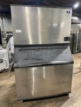Manitowoc Commercial Ice Maker Machine! With Commercial Ice Bin! All Stainless Steel! On Legs! Model: ID1802A261 SN: 1101196674 208/230V 60HZ 1 Phase! Not Working!