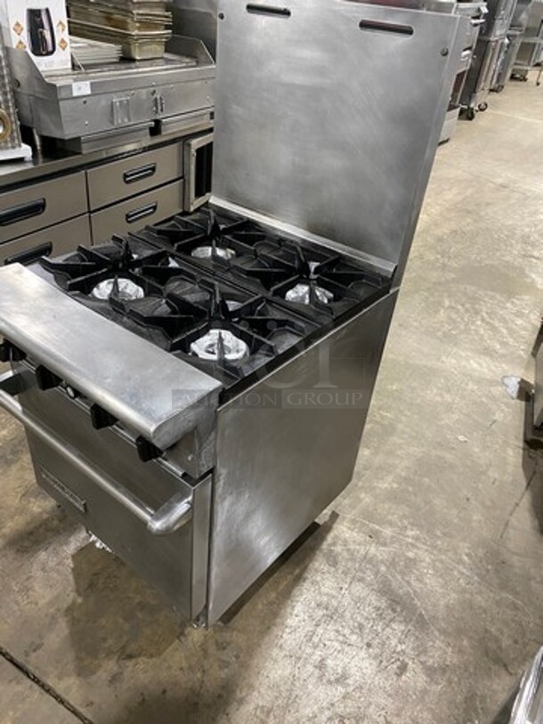 American Range Commercial Natural Gas Powered 4 Burner Stove! With Raised Back Splash! With Oven Underneath! All Stainless Steel! On Legs! - Image 2 of 9