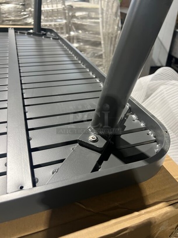 Brand New In The Box! DT All Alluminum Dark Gray Slats Dining Table! 30" By 60" With Legs! Perfect For Outdoors!  - Image 9 of 9